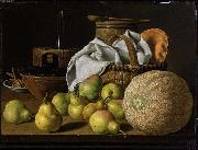 Luis Eugenio Melendez Still Life with Melon and Pears Sweden oil painting artist